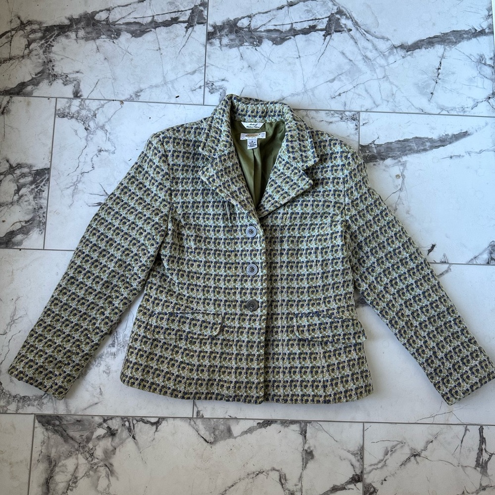 Talbots Womens Wool Short Jacket Green - Women’s Petites Size 8P